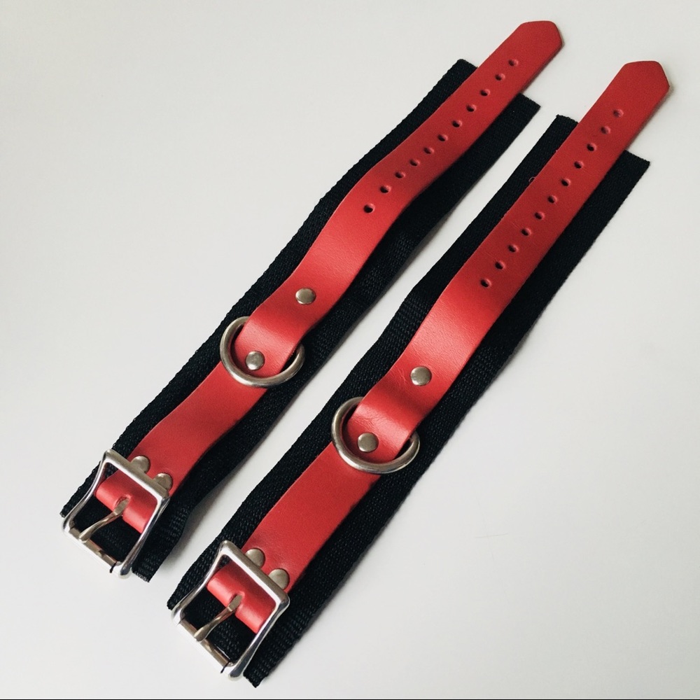 RED LEATHER CUFFS